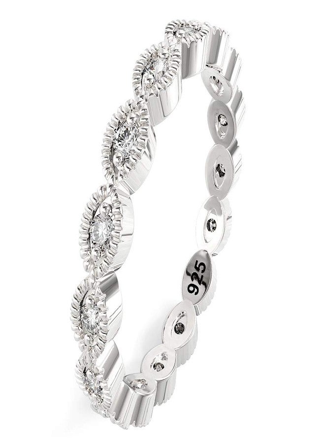 Metal Factory Sz 5 Sterling Silver CZ Stackable Anniversary Eternity Cubic Zirconia Band Ring - Image 1
